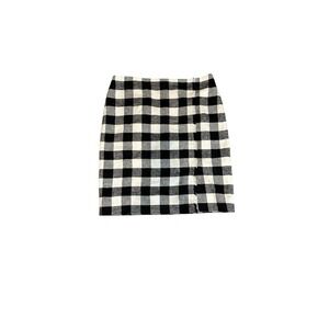Talbots Wool Blend Black & White Check Preppy Fringe Lined Mini Skirt Sz‎ 16